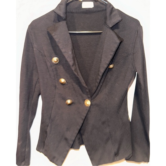 Blue S Black & Gold Buttoned Blazer Jacket - Picture 7 of 14
